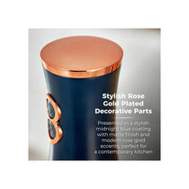 Tower Duo Electric Salt And Pepper Mills Battery Operated Adjustable Ceramic Grinders Midnight Blue/Rose Gold