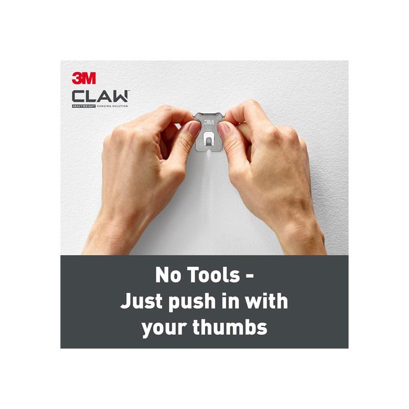 3M CLAW Drywall Plasterboard Picture Hanger Wall Hooks Holds Up To 20kg Pack of 2