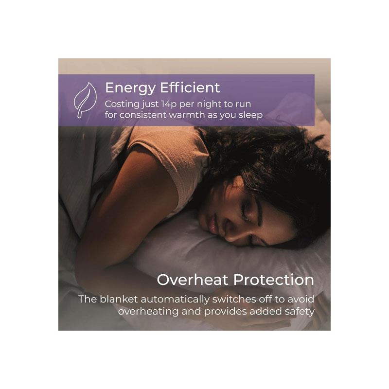 Carmen Heated Under Blanket King Size 3 Heat Settings Overheat Protection 70W 120 x 130cm White