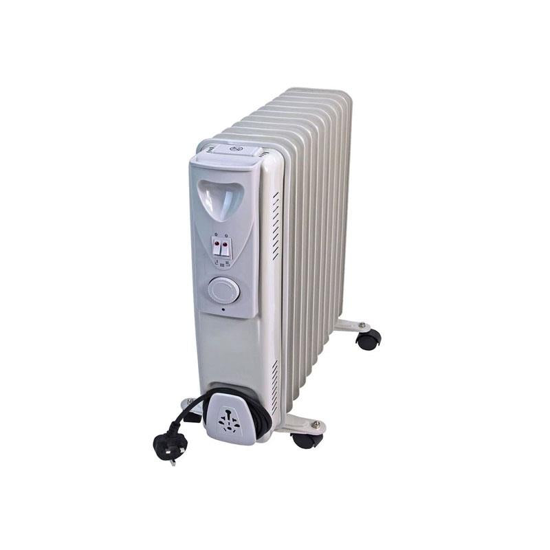 Fine Elements 11 Fin Oil Filled Radiator Heater 2500W 3 Heat Settings Adjustable Thermostat Overheat Protection White