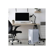 Fine Elements 11 Fin Oil Filled Radiator Heater 2500W 3 Heat Settings Adjustable Thermostat Overheat Protection White