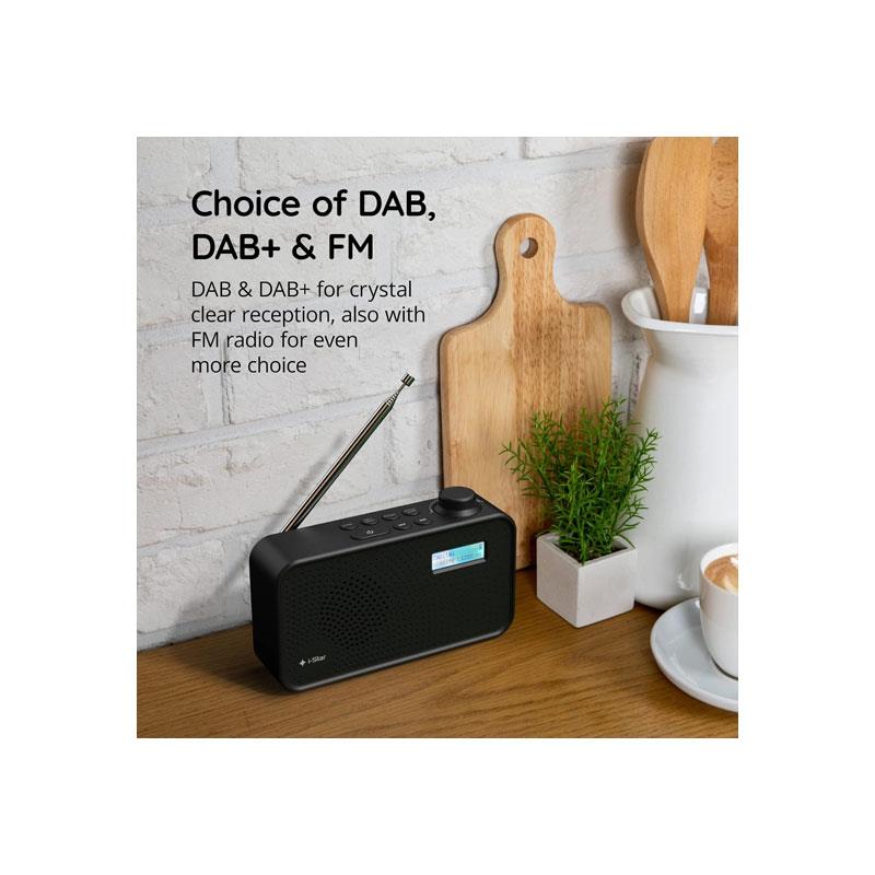 i-Star DAB/DAB Plus Digital & FM Radio Clear LCD Display Mains Powered Or Battery USB Charging Black Secondary image