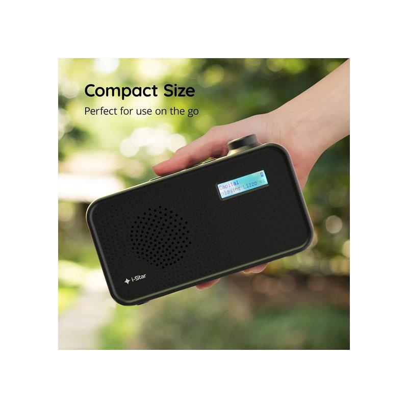 i-Star DAB/DAB Plus Digital & FM Radio Clear LCD Display Mains Powered Or Battery USB Charging Black