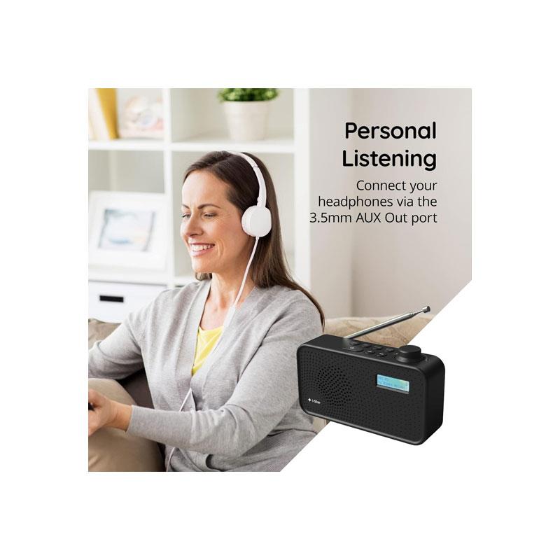 i-Star DAB/DAB Plus Digital & FM Radio Clear LCD Display Mains Powered Or Battery USB Charging Black