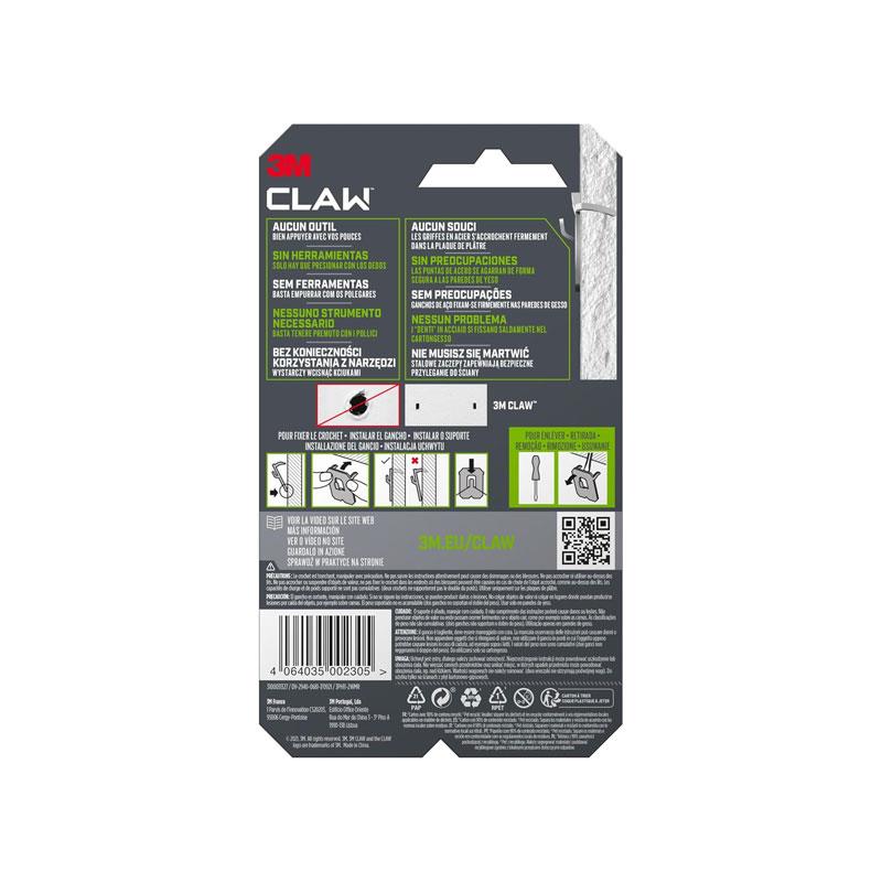 3M CLAW Drywall Plasterboard Picture Hanger Wall Hooks Holds Up To 11kg Pack of 2 Secondary image