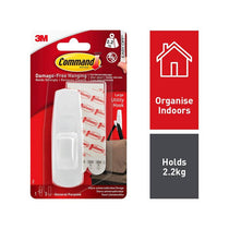 3M Command Utility Hooks Large 1 Hook And 2 Large Strips 2.2kg Holding Power White