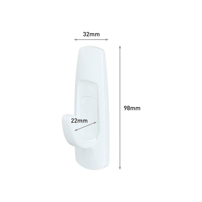 3M Command Utility Hooks Large 1 Hook And 2 Large Strips 2.2kg Holding Power White