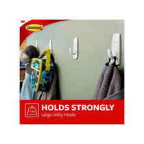 3M Command Utility Hooks Large 1 Hook And 2 Large Strips 2.2kg Holding Power White