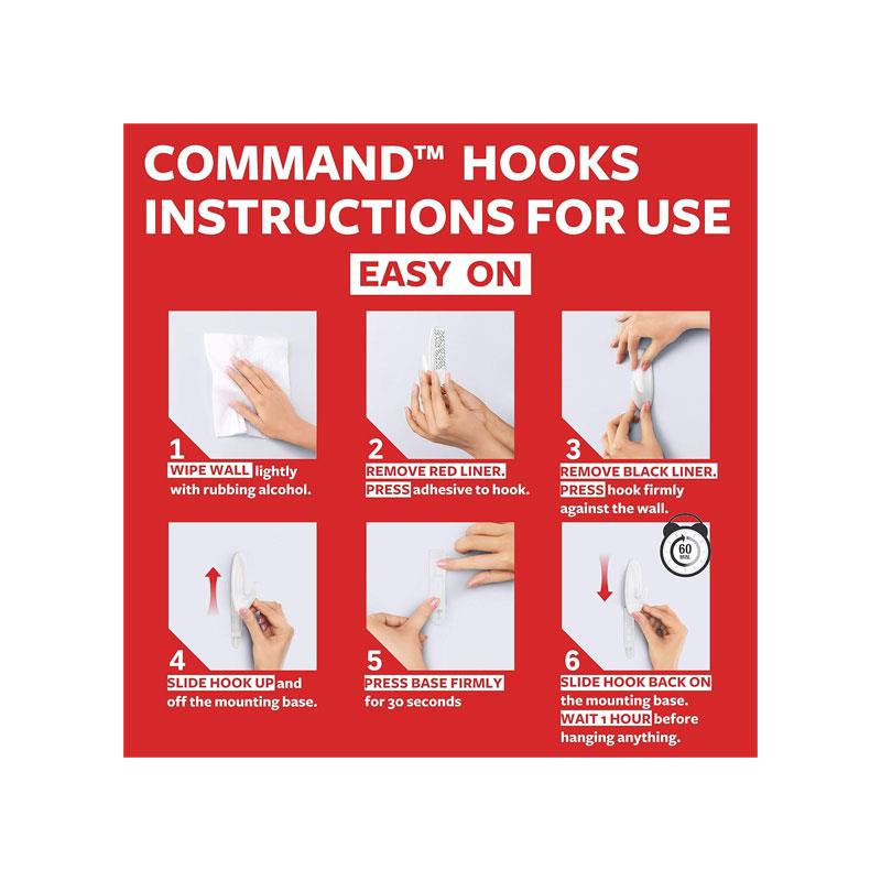 3M Command Utility Hooks Large 1 Hook And 2 Large Strips 2.2kg Holding Power White