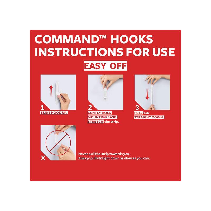 3M Command Utility Hooks Large 1 Hook And 2 Large Strips 2.2kg Holding Power White