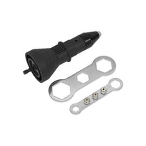 Sealey Riveter Adaptor/Rivet Gun Drill Powered 1/4 Inch Shank For 2.4 - 4.8mm Rivets Black