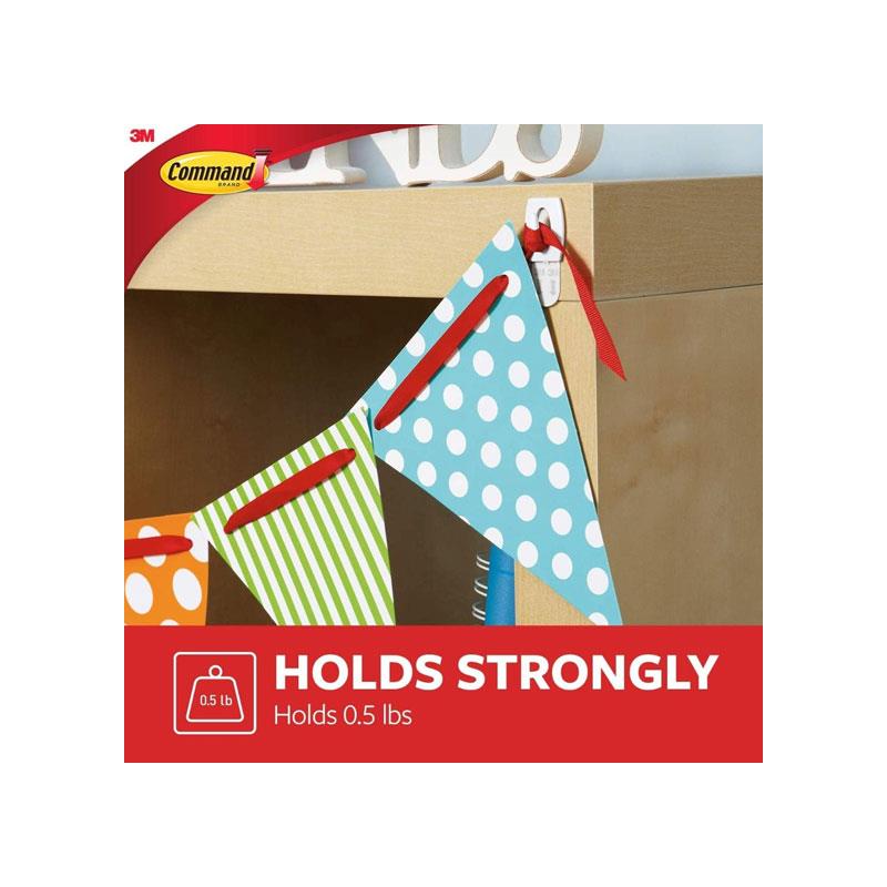3M Command Mini Hooks Mini 6 Hooks And 8 Small Strips 225g Holding Power White