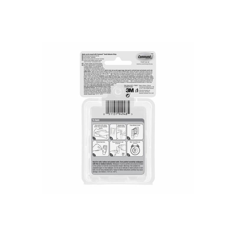 3M Command Mini Hooks Value Pack Mini 18 Hooks And 24 Small Strips 225g Holding Power White