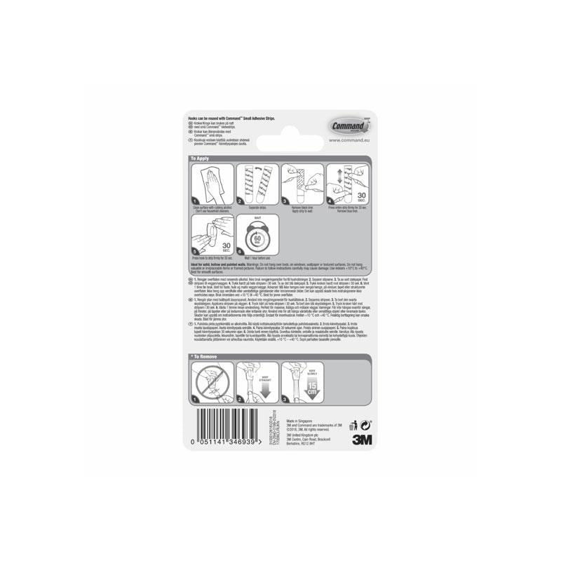 3M Command Mini Hooks With Strips Mini 6 Hooks And 8 Small Strips 225g Holding Power Clear/Transparent