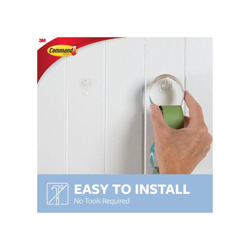 3M Command Mini Hooks With Strips Mini 6 Hooks And 8 Small Strips 225g Holding Power Clear/Transparent