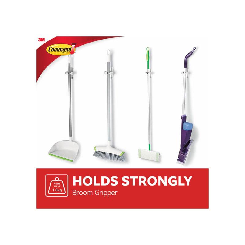 3M Command Broom Gripper Large 1 Gripper And 2 Large Strips 1.8kg Holding Power White