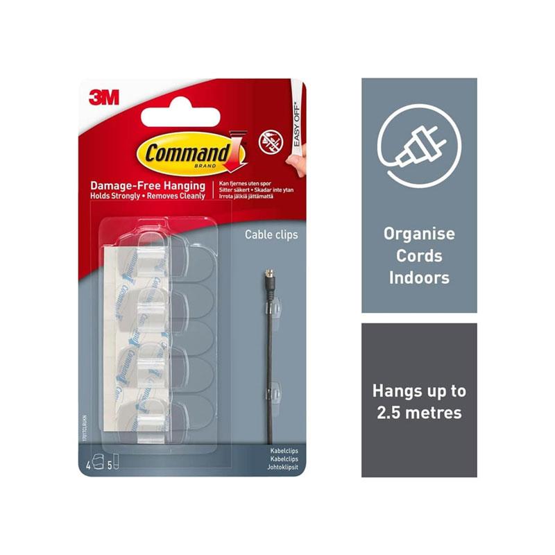 3M Command Round Cord Clips Small 4 Clips And 5 Small Strips Clear/Transparent Secondary image