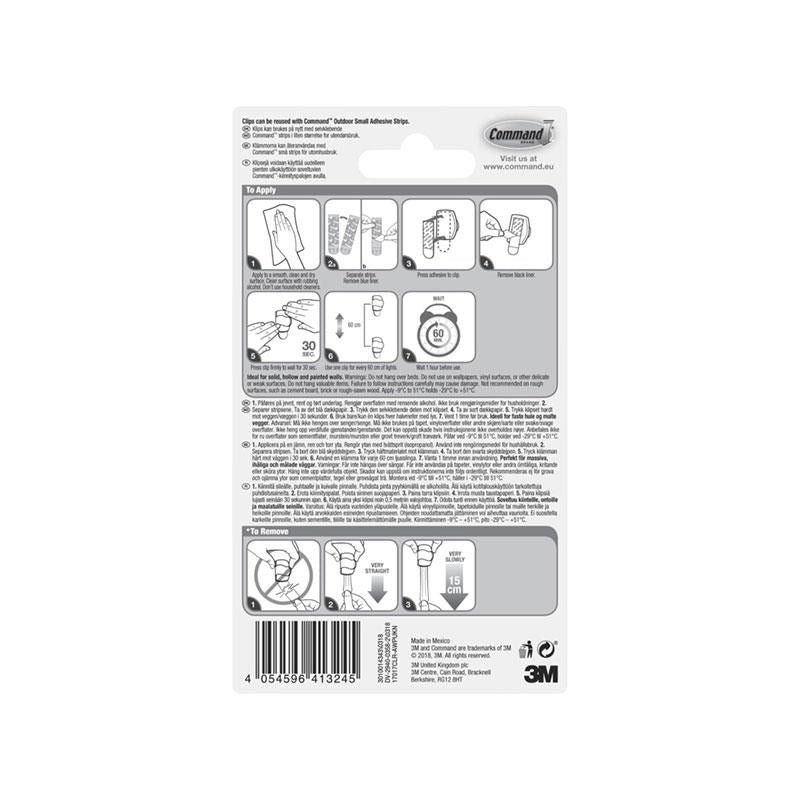 3M Command Outdoor Light Clips Small 16 Clips And 20 Small Strips Value Pack Transparent/Clear