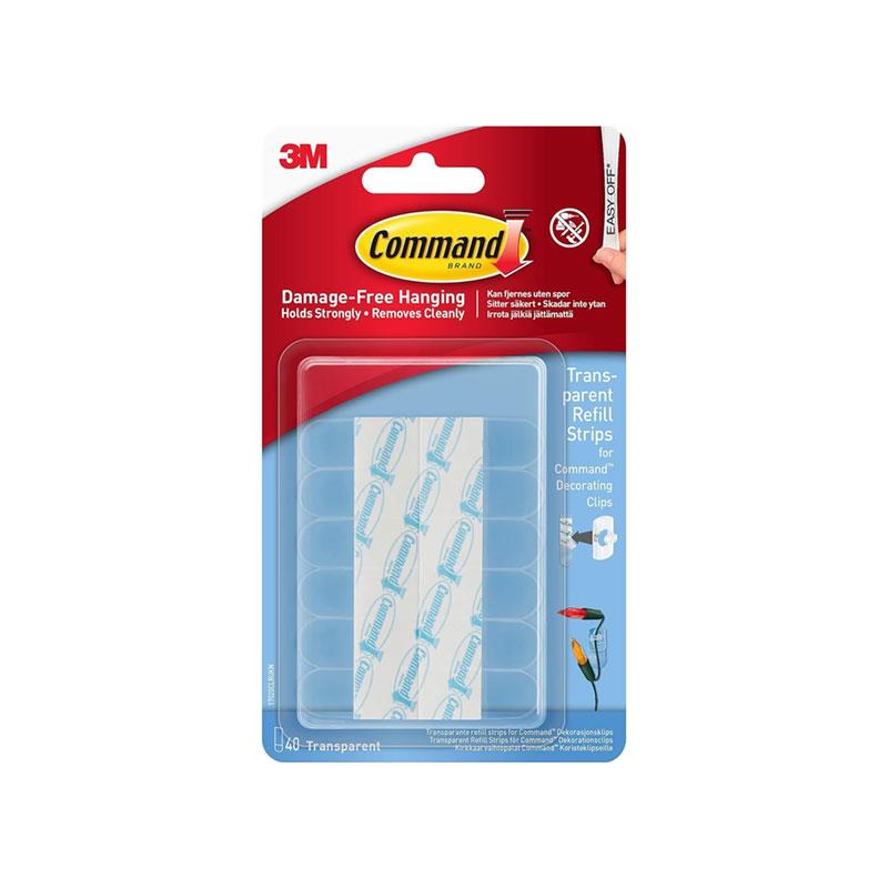 3M Command Refill Strips Mini 40 Strips For Decorating Clips Clear/Transparent Main image
