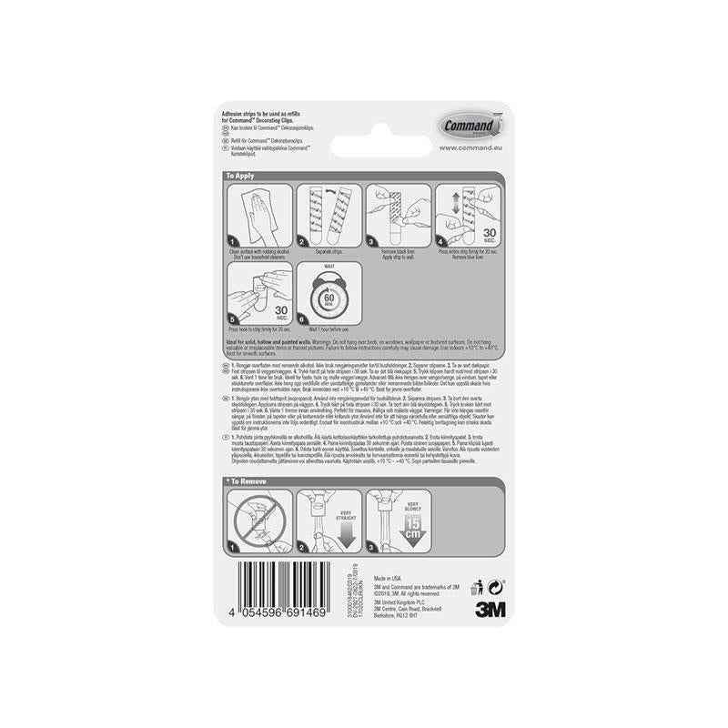 3M Command Refill Strips Mini 40 Strips For Decorating Clips Clear/Transparent