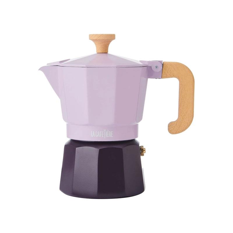 La Cafetiere Venice 3 Cup Espresso Maker Traditional Italian Espresso Pots Aluminium Two Tone 150ml Purple Main image