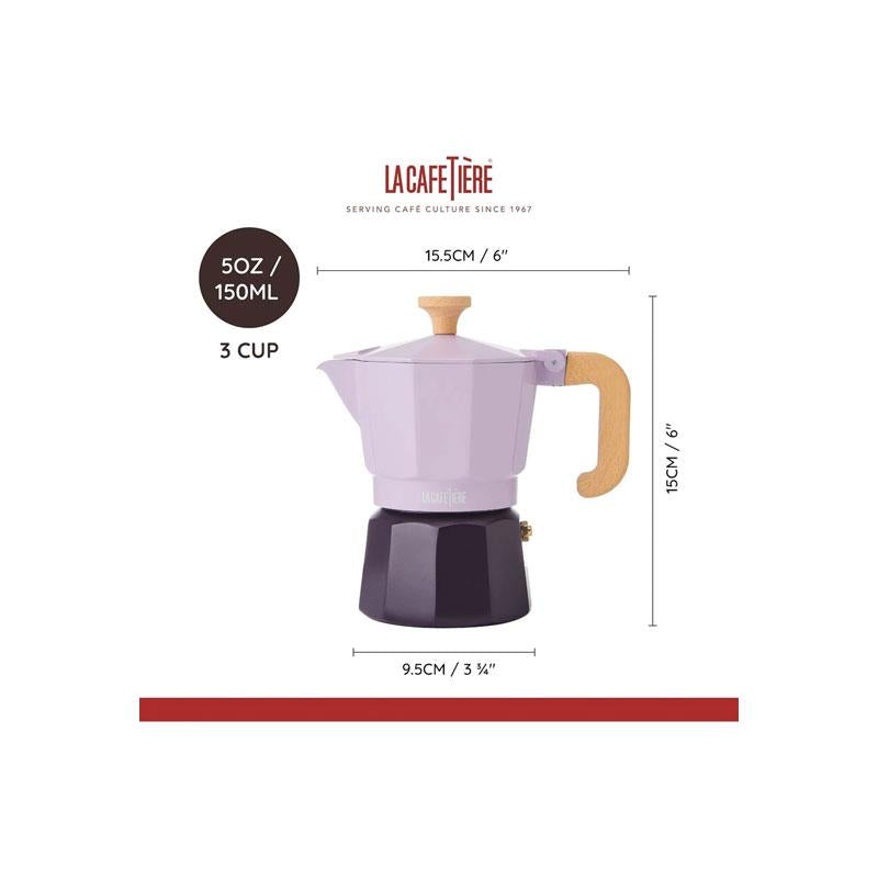 La Cafetiere Venice 3 Cup Espresso Maker Traditional Italian Espresso Pots Aluminium Two Tone 150ml Purple Secondary image