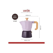 La Cafetiere Venice 3 Cup Espresso Maker Traditional Italian Espresso Pots Aluminium Two Tone 150ml Purple