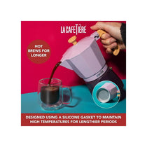 La Cafetiere Venice 3 Cup Espresso Maker Traditional Italian Espresso Pots Aluminium Two Tone 150ml Purple