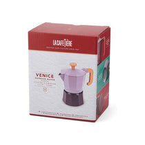 La Cafetiere Venice 3 Cup Espresso Maker Traditional Italian Espresso Pots Aluminium Two Tone 150ml Purple