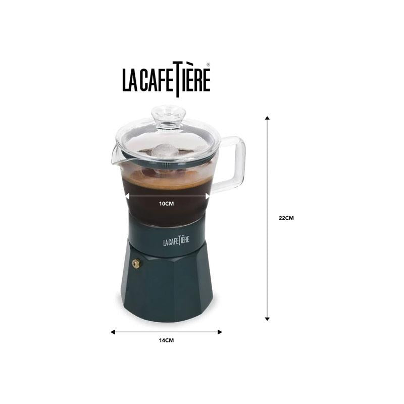 La Cafetiere Verona Glass Espresso Maker 6-Cup Borosilicate Glass Green
