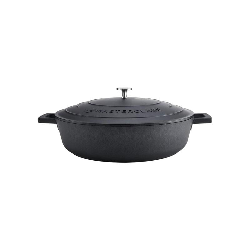 MasterClass Shallow Casserole Dish 32cm 5 Litres Cast Aluminium Metal Gift Boxed Black Main image