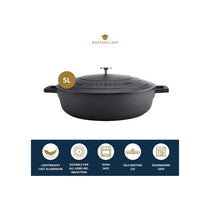 MasterClass Shallow Casserole Dish 32cm 5 Litres Cast Aluminium Metal Gift Boxed Black