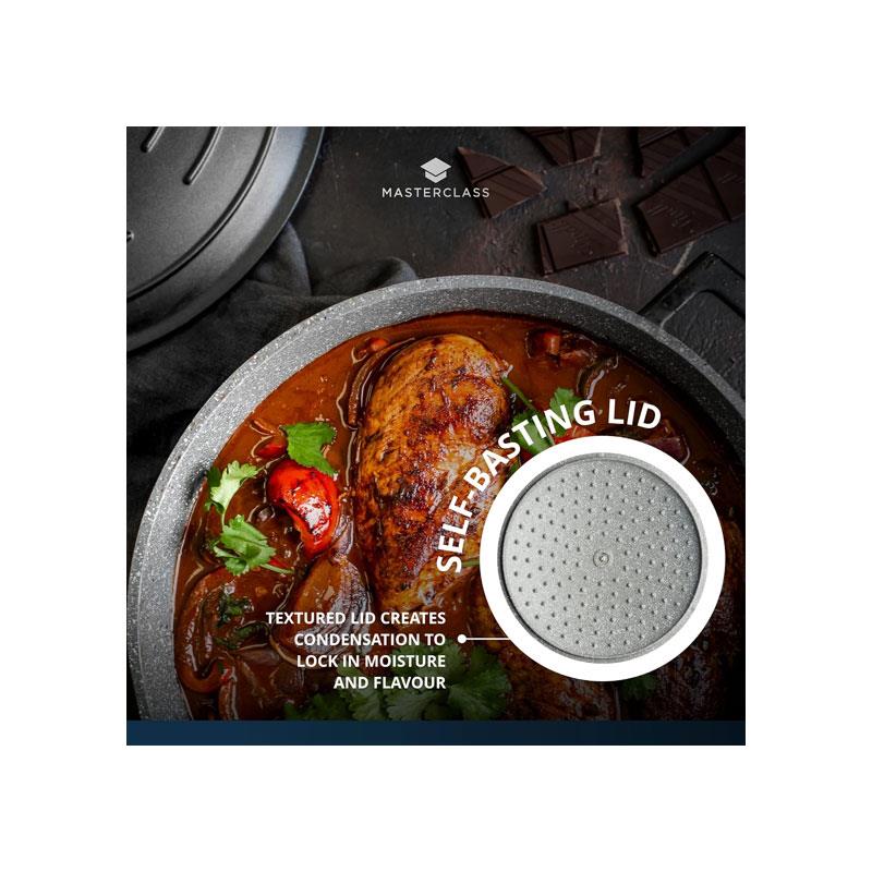 MasterClass Shallow Casserole Dish 32cm 5 Litres Cast Aluminium Metal Gift Boxed Black