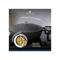 MasterClass Shallow Casserole Dish 32cm 5 Litres Cast Aluminium Metal Gift Boxed Black