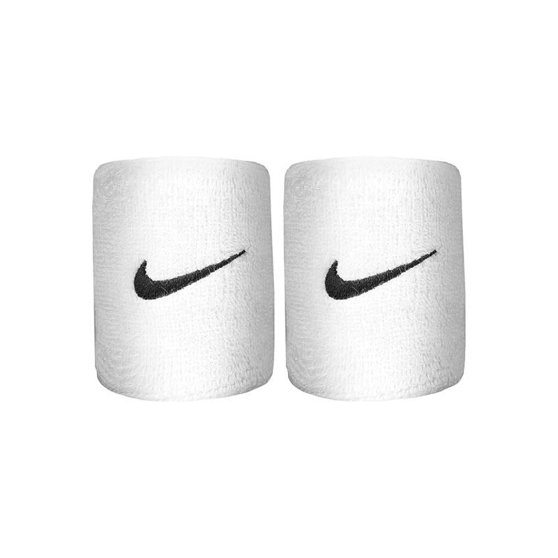 Nike Swoosh Wristband White/Black Absorbent Sports Wristbands Pair Main image