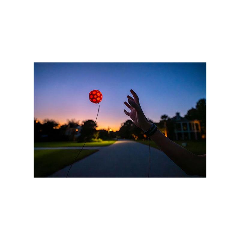Waboba LED Bounceback Moon Ball With Wrist Strap High-Bounce Tether Ball Motion-Activated Lights Blue