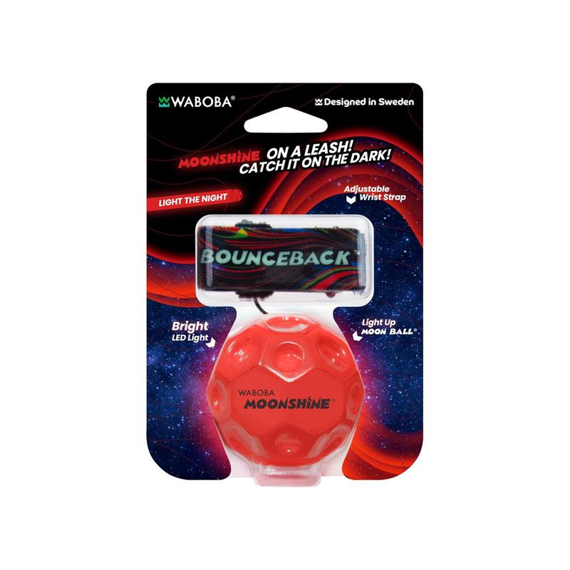 Waboba LED Bounceback Moon Ball With Wrist Strap High-Bounce Tether Ball Motion-Activated Lights Red Main image