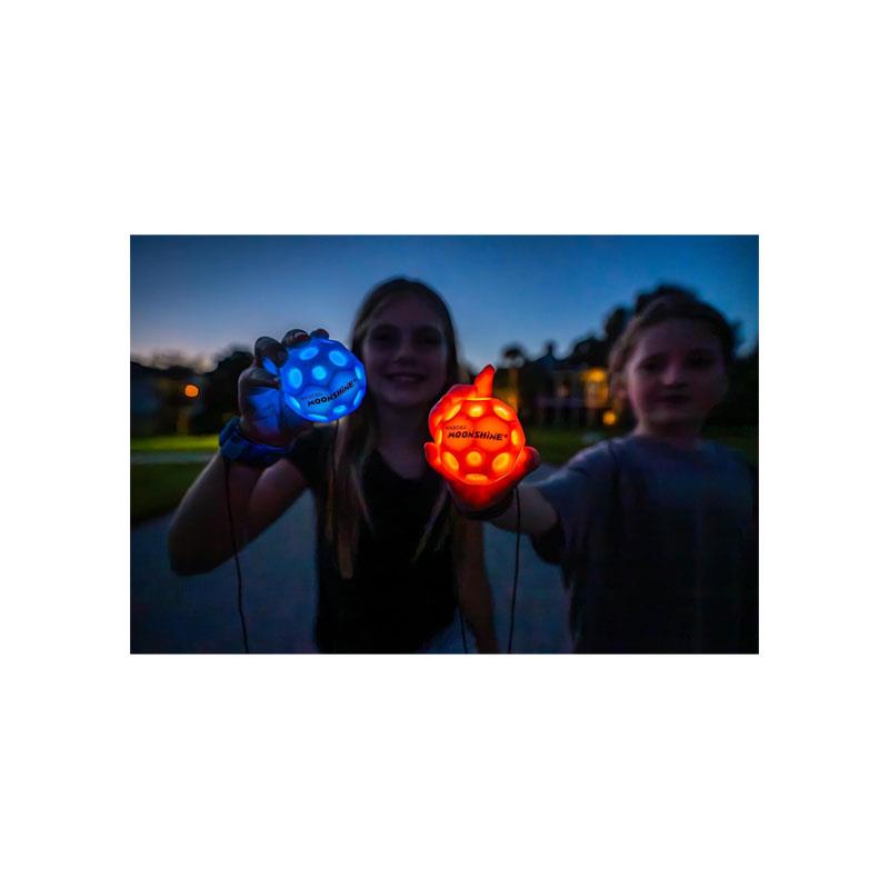 Waboba LED Bounceback Moon Ball With Wrist Strap High-Bounce Tether Ball Motion-Activated Lights Red