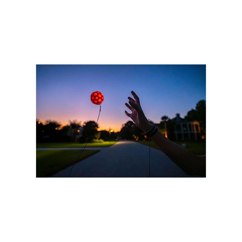 Waboba LED Bounceback Moon Ball With Wrist Strap High-Bounce Tether Ball Motion-Activated Lights Red