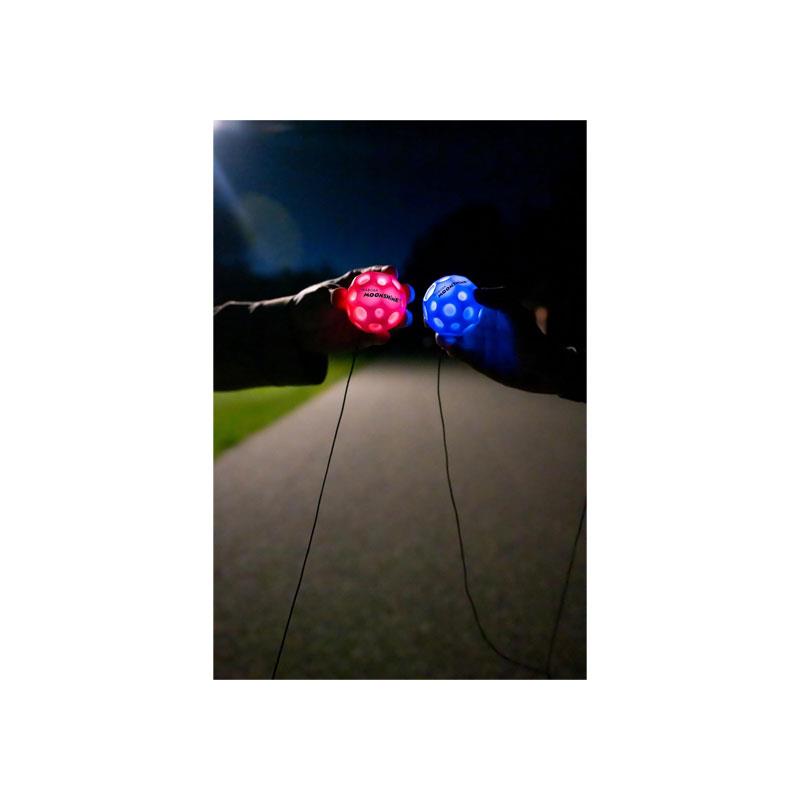Waboba LED Bounceback Moon Ball With Wrist Strap High-Bounce Tether Ball Motion-Activated Lights Red