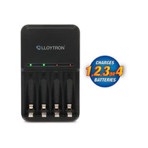 Lloytron Ultra Fast AA/AAA Smart Battery Charger For NiMH Batteries Black