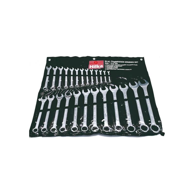 Hilka Tools Combination Spanner Set In Pouch Metric Chrome Vanadium Steel 25 Pieces Main image