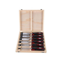 Hilka Tools Wood Chisel Set Clear Grip 6 Pieces Bevel Chromium Vanadium Steel Red/Black
