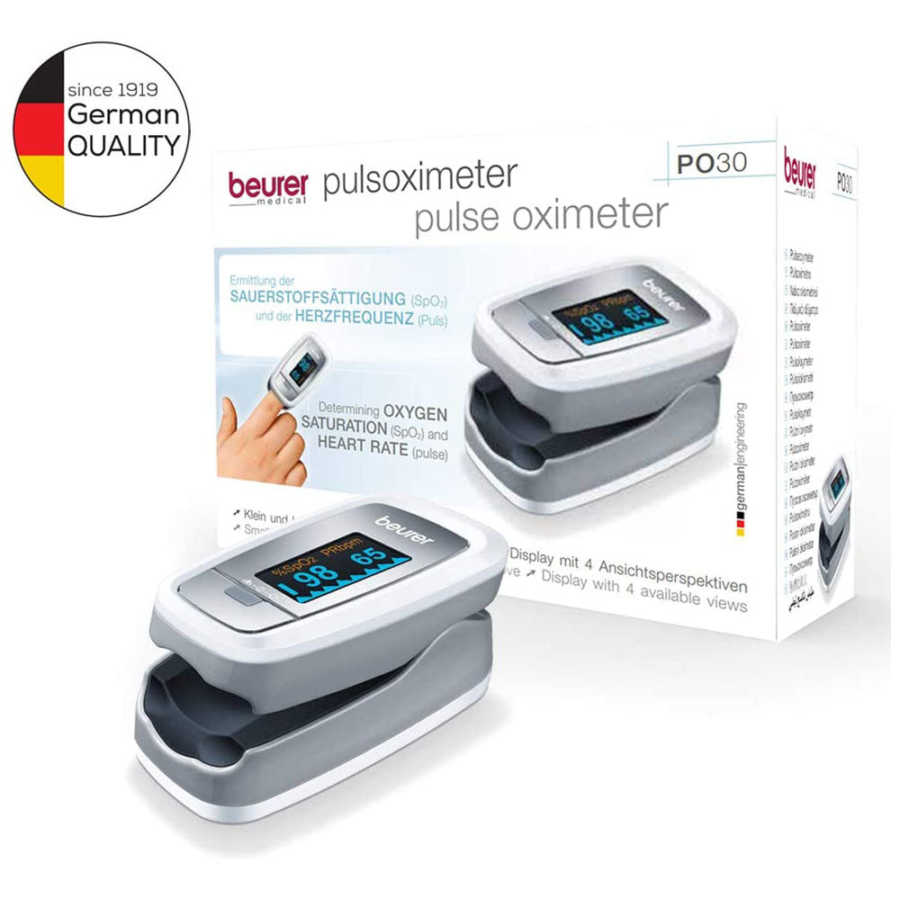 Beurer Fingertip Pulse Oximeter Medical Device With 4 Colored Graphic Display Formats - Grey Secondary image
