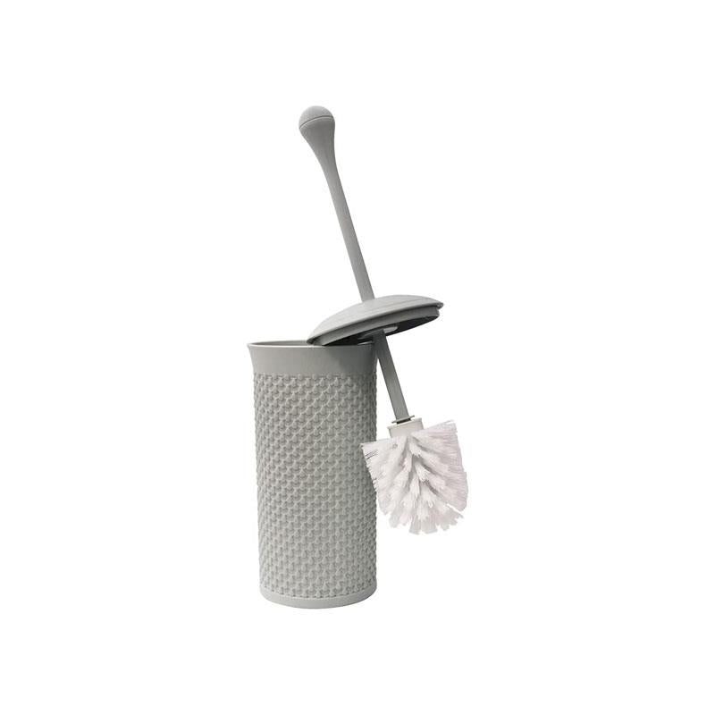 JVL Droplette Toilet Brush And Holder Set Plastic 40 x 12cm Approx Ice Grey Main image