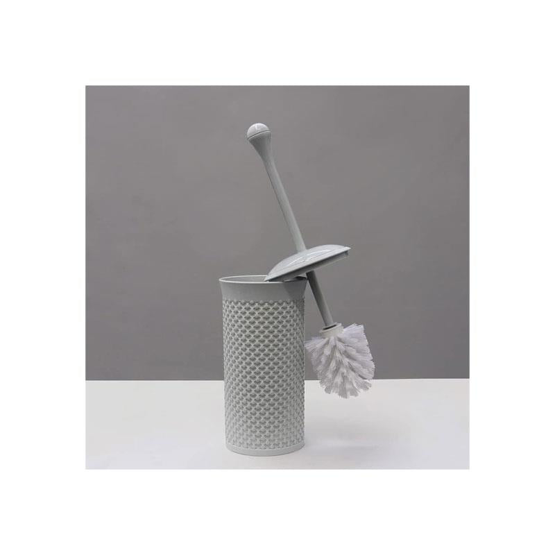 JVL Droplette Toilet Brush And Holder Set Plastic 40 x 12cm Approx Ice Grey