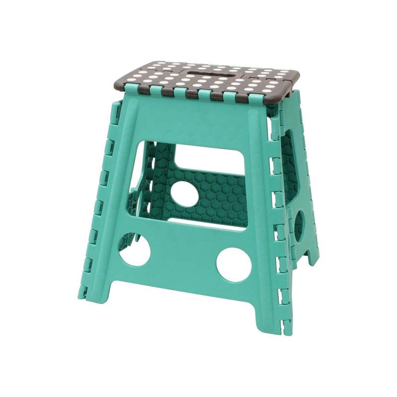 JVL Folding Step Stool Large Plastic Lightweight Maximum Load 150kg Turquiose/Grey