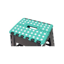 JVL Small Folding Step Stool Lightweight Plastic Foldable Grey/Turquoise