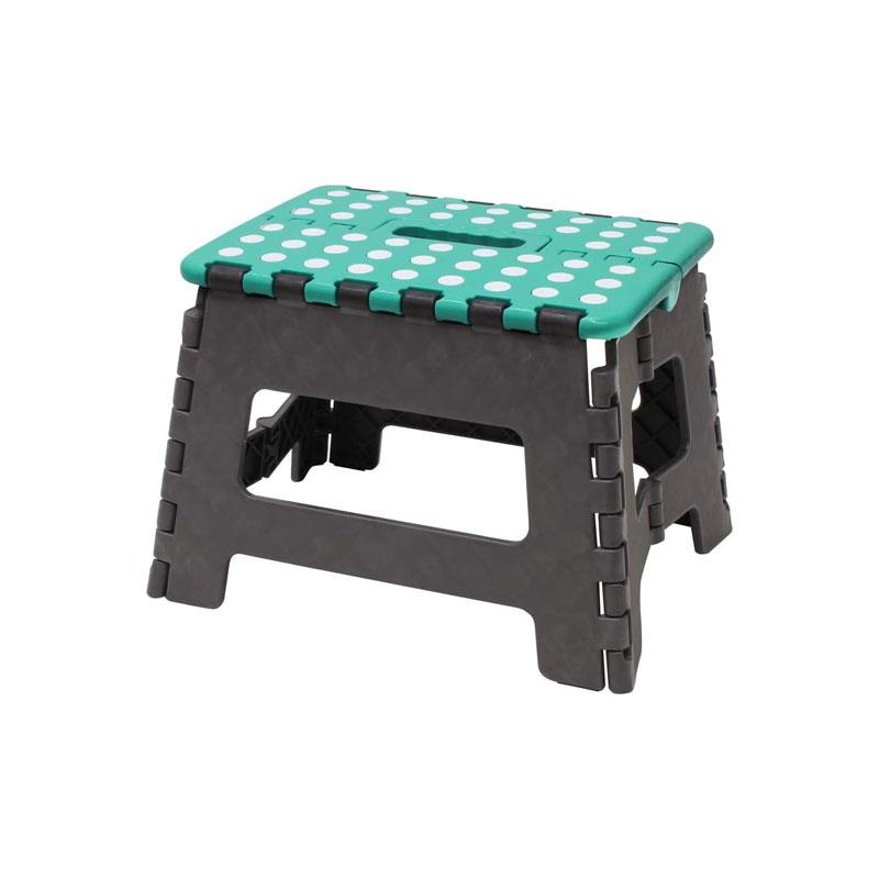 JVL Small Folding Step Stool Lightweight Plastic Foldable Grey/Turquoise