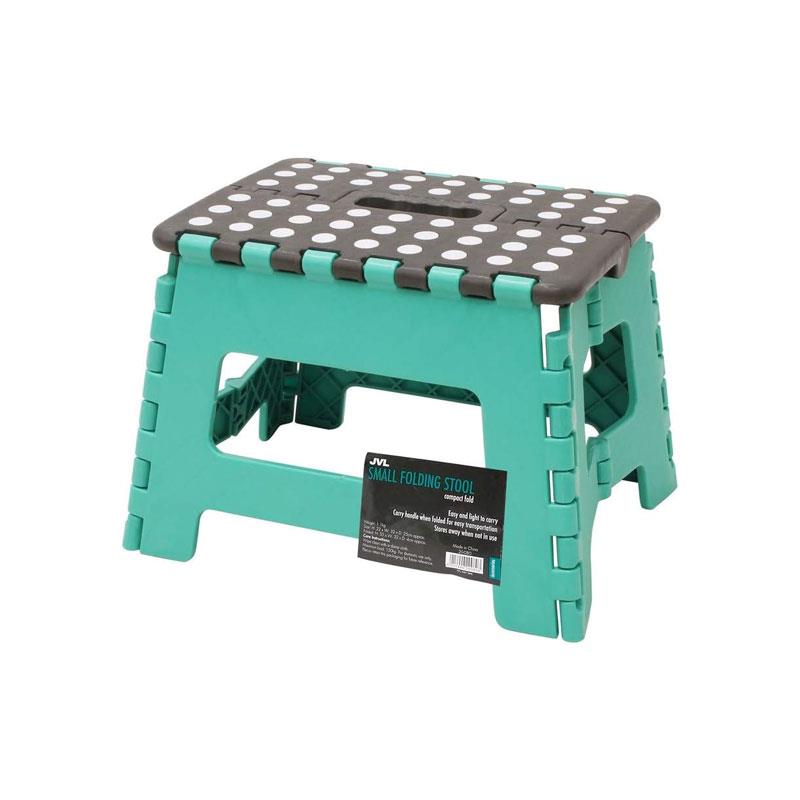 JVL Small Folding Step Stool Lightweight Plastic Turquoise/Grey Main image